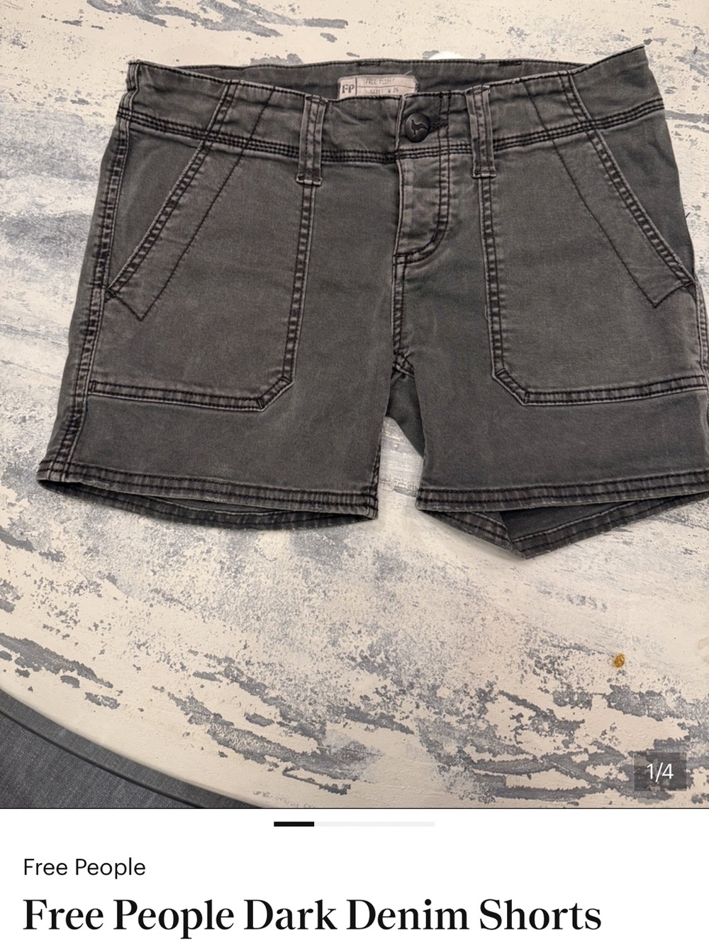 Free People Washed Black Denim Shorts